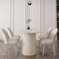 Glam White Sintered Stone Dining Table Kitchen Standard Table with Double Pedestal Base Clearhalo ' dining_table' 'Dining Tables & Seating' 'Dining Tables' 'furn' 'furn_dining_table' 'Furniture' 'furniture_dining_table' 'Kitchen & Dining Furniture' 'kitchen&dining_furn' 'kitchen' 'kitchen_dining_table' 4450943