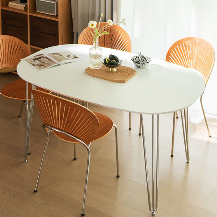 Sintered Stone Modern White Table for Restaurant Oval Dining Table with 4 Legs 51.2"L x 27.6"W x 29.5"H Without Chairs Clearhalo ' dining_table' 'Dining Tables & Seating' 'Dining Tables' 'furn' 'furn_dining_table' 'Furniture' 'furniture_dining_table' 'Kitchen & Dining Furniture' 'kitchen&dining_furn' 'kitchen' 'kitchen_dining_table' 4450956
