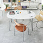 Sintered Stone Modern White Table for Restaurant Oval Dining Table with 4 Legs 47.2"L x 27.6"W x 29.5"H Without Chairs Clearhalo ' dining_table' 'Dining Tables & Seating' 'Dining Tables' 'furn' 'furn_dining_table' 'Furniture' 'furniture_dining_table' 'Kitchen & Dining Furniture' 'kitchen&dining_furn' 'kitchen' 'kitchen_dining_table' 4450957