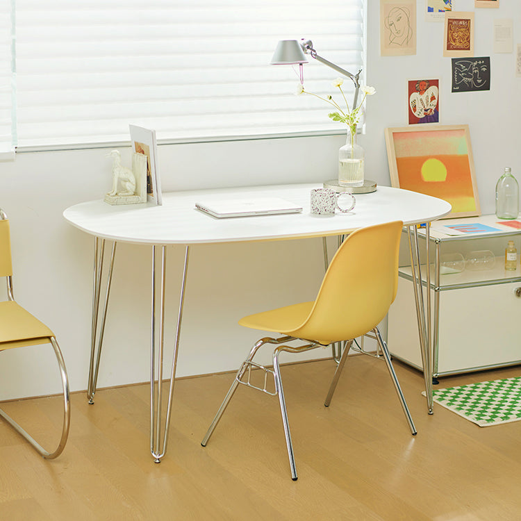 Sintered Stone Modern White Table for Restaurant Oval Dining Table with 4 Legs 47.2"L x 23.6"W x 29.5"H Without Chairs Clearhalo ' dining_table' 'Dining Tables & Seating' 'Dining Tables' 'furn' 'furn_dining_table' 'Furniture' 'furniture_dining_table' 'Kitchen & Dining Furniture' 'kitchen&dining_furn' 'kitchen' 'kitchen_dining_table' 4450958