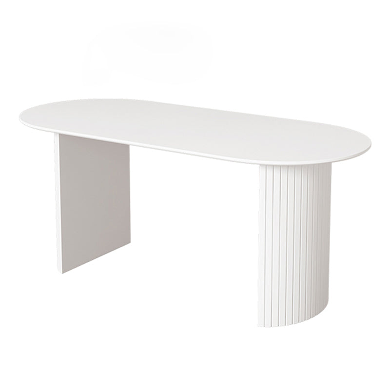 Modern Standard Sintered Stone Dining Table White Dining Table with Double Pedestal Base Oval Without Chairs Clearhalo ' dining_table' 'Dining Tables & Seating' 'Dining Tables' 'furn' 'furn_dining_table' 'Furniture' 'furniture_dining_table' 'Kitchen & Dining Furniture' 'kitchen&dining_furn' 'kitchen' 'kitchen_dining_table' 4450993