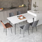 Modern Style Dining Table Rectangle Sintered Stone 4 Legs Dining Table for Kitchen White 55.1"L x 31.5"W x 29.5"H Without Chairs Clearhalo ' dining_table' 'Dining Tables & Seating' 'Dining Tables' 'furn' 'furn_dining_table' 'Furniture' 'furniture_dining_table' 'Kitchen & Dining Furniture' 'kitchen&dining_furn' 'kitchen' 'kitchen_dining_table' 4451012