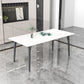 Modern Style Dining Table Rectangle Sintered Stone 4 Legs Dining Table for Kitchen White 47.2"L x 23.6"W x 29.5"H Without Chairs Clearhalo ' dining_table' 'Dining Tables & Seating' 'Dining Tables' 'furn' 'furn_dining_table' 'Furniture' 'furniture_dining_table' 'Kitchen & Dining Furniture' 'kitchen&dining_furn' 'kitchen' 'kitchen_dining_table' 4451014
