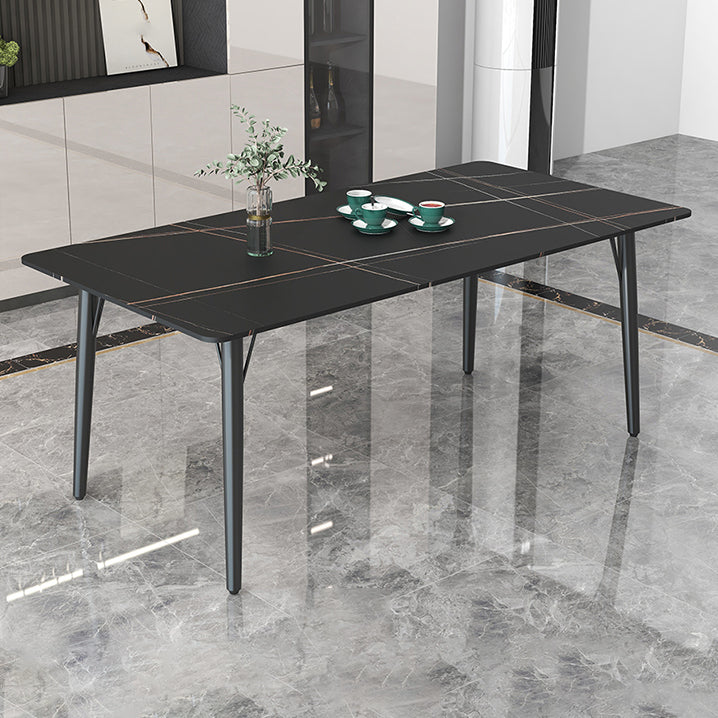 Modern Style Dining Table Rectangle Sintered Stone 4 Legs Dining Table for Kitchen Black Without Chairs Clearhalo ' dining_table' 'Dining Tables & Seating' 'Dining Tables' 'furn' 'furn_dining_table' 'Furniture' 'furniture_dining_table' 'Kitchen & Dining Furniture' 'kitchen&dining_furn' 'kitchen' 'kitchen_dining_table' 4451015