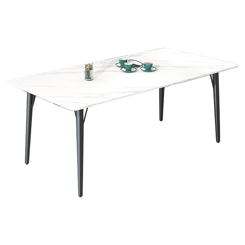 Modern Style Dining Table Rectangle Sintered Stone 4 Legs Dining Table for Kitchen White Without Chairs Clearhalo ' dining_table' 'Dining Tables & Seating' 'Dining Tables' 'furn' 'furn_dining_table' 'Furniture' 'furniture_dining_table' 'Kitchen & Dining Furniture' 'kitchen&dining_furn' 'kitchen' 'kitchen_dining_table' 4451016