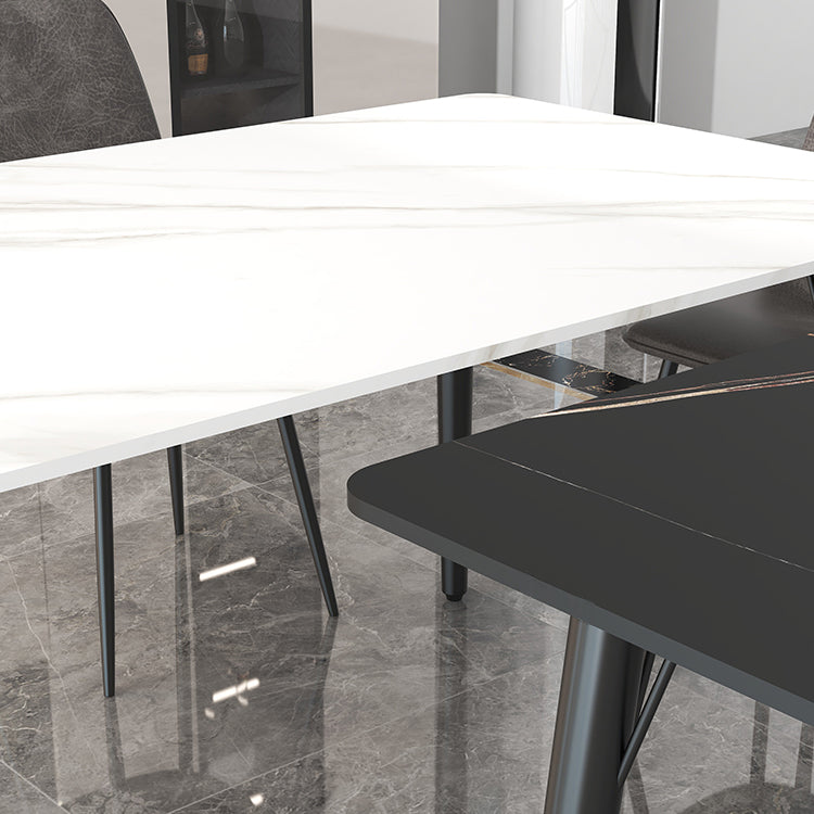 Modern Style Dining Table Rectangle Sintered Stone 4 Legs Dining Table for Kitchen Clearhalo ' dining_table' 'Dining Tables & Seating' 'Dining Tables' 'furn' 'furn_dining_table' 'Furniture' 'furniture_dining_table' 'Kitchen & Dining Furniture' 'kitchen&dining_furn' 'kitchen' 'kitchen_dining_table' 4451018