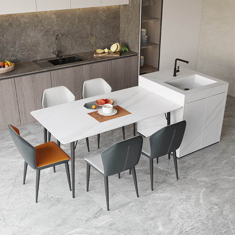 Modern Style Dining Table Rectangle Sintered Stone 4 Legs Dining Table for Kitchen Clearhalo ' dining_table' 'Dining Tables & Seating' 'Dining Tables' 'furn' 'furn_dining_table' 'Furniture' 'furniture_dining_table' 'Kitchen & Dining Furniture' 'kitchen&dining_furn' 'kitchen' 'kitchen_dining_table' 4451021