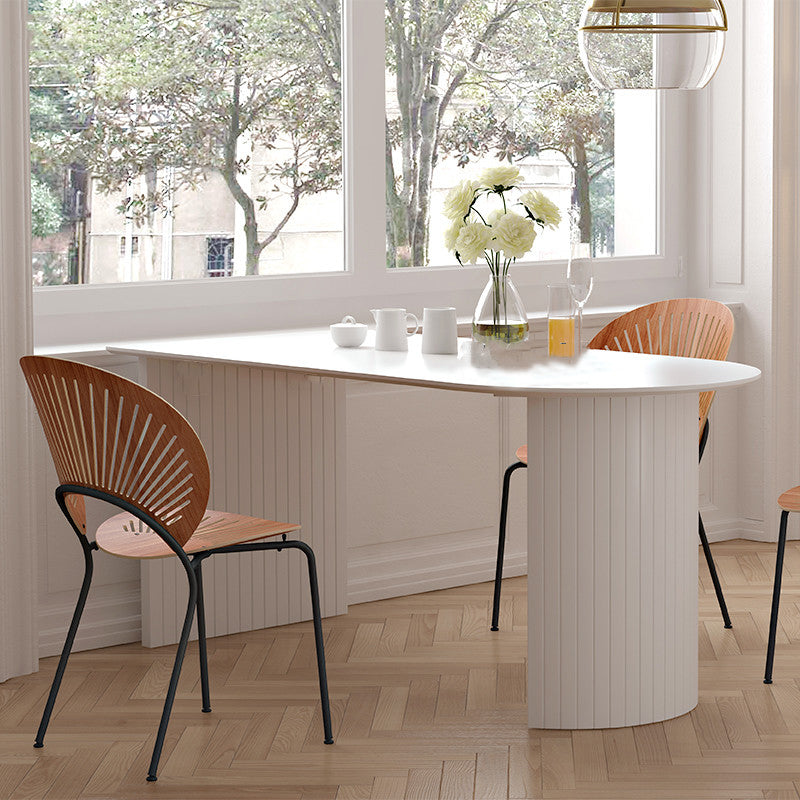 Modern Style Dining Table White Double Pedestal Dining Table for Home Use Solid Wood 47.2"L x 23.6"W x 29.5"H Without Chairs Clearhalo ' dining_table' 'Dining Tables & Seating' 'Dining Tables' 'furn' 'furn_dining_table' 'Furniture' 'furniture_dining_table' 'Kitchen & Dining Furniture' 'kitchen&dining_furn' 'kitchen' 'kitchen_dining_table' 4451030