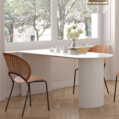 Modern Style Dining Table White Double Pedestal Dining Table for Home Use Solid Wood 47.2"L x 23.6"W x 29.5"H Without Chairs Clearhalo ' dining_table' 'Dining Tables & Seating' 'Dining Tables' 'furn' 'furn_dining_table' 'Furniture' 'furniture_dining_table' 'Kitchen & Dining Furniture' 'kitchen&dining_furn' 'kitchen' 'kitchen_dining_table' 4451030