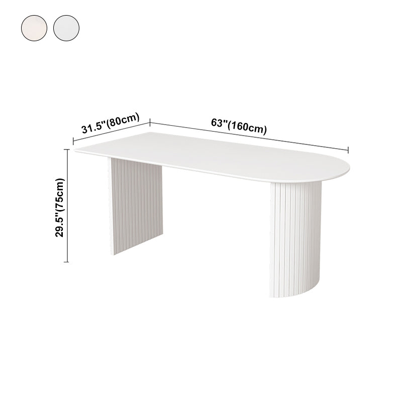 Modern Style Dining Table White Double Pedestal Dining Table for Home Use Clearhalo ' dining_table' 'Dining Tables & Seating' 'Dining Tables' 'furn' 'furn_dining_table' 'Furniture' 'furniture_dining_table' 'Kitchen & Dining Furniture' 'kitchen&dining_furn' 'kitchen' 'kitchen_dining_table' 4451040