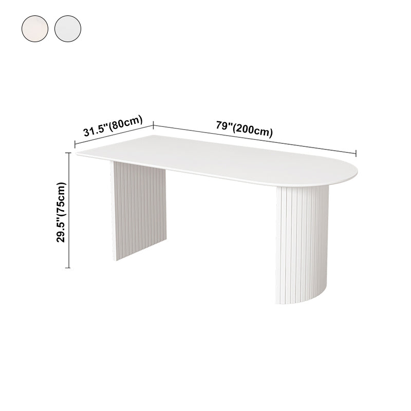 Modern Style Dining Table White Double Pedestal Dining Table for Home Use Clearhalo ' dining_table' 'Dining Tables & Seating' 'Dining Tables' 'furn' 'furn_dining_table' 'Furniture' 'furniture_dining_table' 'Kitchen & Dining Furniture' 'kitchen&dining_furn' 'kitchen' 'kitchen_dining_table' 4451042