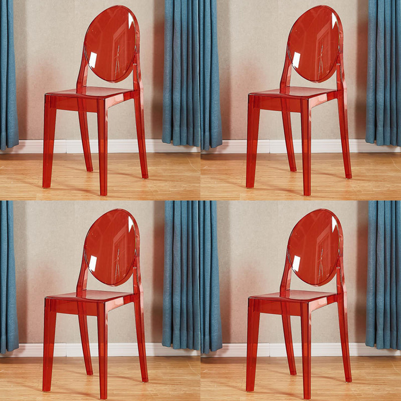 Contemporary Modern Acrylic Dining Room Side Chair Open Back Chair Red 4 Piece Set Clearhalo ' kitchen&dining_furn' 'Dining Chairs' 'Dining Tables & Seating' 'dining_chair' 'furn' 'furn_dining_chair' 'Furniture' 'furniture_dining_chair' 'Kitchen & Dining Furniture' 'kitchen' 4451069