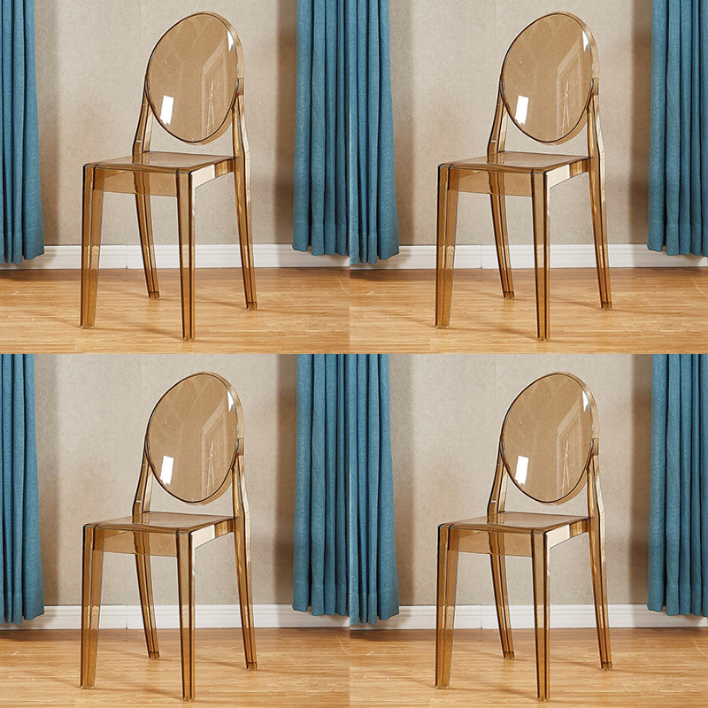Contemporary Modern Acrylic Dining Room Side Chair Open Back Chair Amber 4 Piece Set Clearhalo ' kitchen&dining_furn' 'Dining Chairs' 'Dining Tables & Seating' 'dining_chair' 'furn' 'furn_dining_chair' 'Furniture' 'furniture_dining_chair' 'Kitchen & Dining Furniture' 'kitchen' 4451077