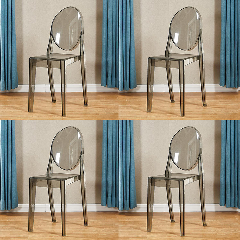 Contemporary Modern Acrylic Dining Room Side Chair Open Back Chair Smoke Gray 4 Piece Set Clearhalo ' kitchen&dining_furn' 'Dining Chairs' 'Dining Tables & Seating' 'dining_chair' 'furn' 'furn_dining_chair' 'Furniture' 'furniture_dining_chair' 'Kitchen & Dining Furniture' 'kitchen' 4451079