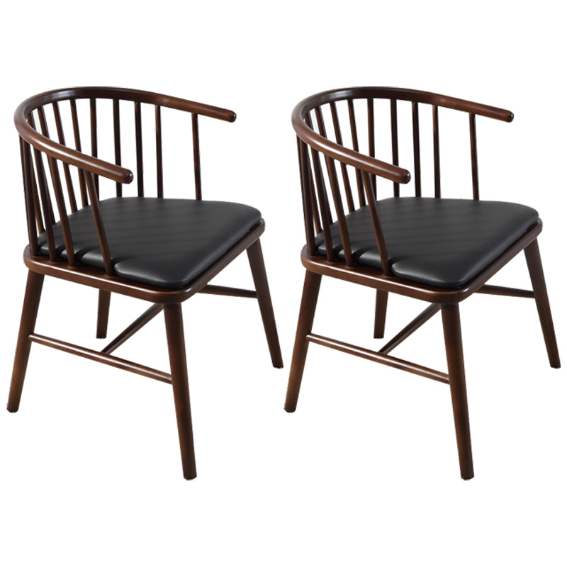 Contemporary Restaurant Dining Arm Chair Wood Windsor Back Dining Chair Black-Brown 2 Piece Set Clearhalo ' kitchen&dining_furn' 'Dining Chairs' 'Dining Tables & Seating' 'dining_chair' 'furn' 'furn_dining_chair' 'Furniture' 'furniture_dining_chair' 'Kitchen & Dining Furniture' 'kitchen' 4451149