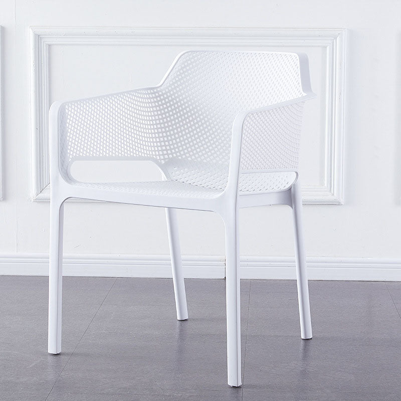 Contemporary Dining and Accent Chairs Matte Finish Plastic Solid Back Arm Chair White 1 Piece Clearhalo ' kitchen&dining_furn' 'Dining Chairs' 'Dining Tables & Seating' 'dining_chair' 'furn' 'furn_dining_chair' 'Furniture' 'furniture_dining_chair' 'Kitchen & Dining Furniture' 'kitchen' 4451164