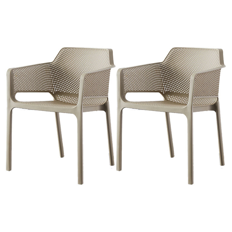 Contemporary Dining and Accent Chairs Matte Finish Plastic Solid Back Arm Chair Camel 2 Piece Set Clearhalo ' kitchen&dining_furn' 'Dining Chairs' 'Dining Tables & Seating' 'dining_chair' 'furn' 'furn_dining_chair' 'Furniture' 'furniture_dining_chair' 'Kitchen & Dining Furniture' 'kitchen' 4451172