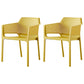 Contemporary Dining and Accent Chairs Matte Finish Plastic Solid Back Arm Chair Yellow 2 Piece Set Clearhalo ' kitchen&dining_furn' 'Dining Chairs' 'Dining Tables & Seating' 'dining_chair' 'furn' 'furn_dining_chair' 'Furniture' 'furniture_dining_chair' 'Kitchen & Dining Furniture' 'kitchen' 4451184