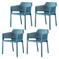 Contemporary Dining and Accent Chairs Matte Finish Plastic Solid Back Arm Chair Blue 4 Piece Set Clearhalo ' kitchen&dining_furn' 'Dining Chairs' 'Dining Tables & Seating' 'dining_chair' 'furn' 'furn_dining_chair' 'Furniture' 'furniture_dining_chair' 'Kitchen & Dining Furniture' 'kitchen' 4451195