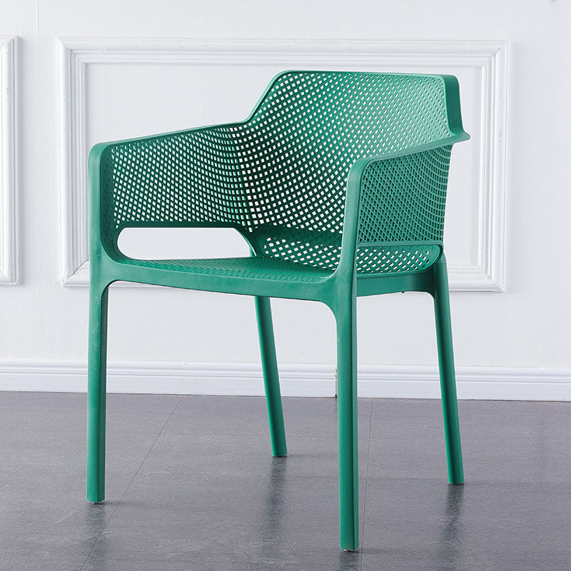 Contemporary Dining and Accent Chairs Matte Finish Plastic Solid Back Arm Chair Green 1 Piece Clearhalo ' kitchen&dining_furn' 'Dining Chairs' 'Dining Tables & Seating' 'dining_chair' 'furn' 'furn_dining_chair' 'Furniture' 'furniture_dining_chair' 'Kitchen & Dining Furniture' 'kitchen' 4451196