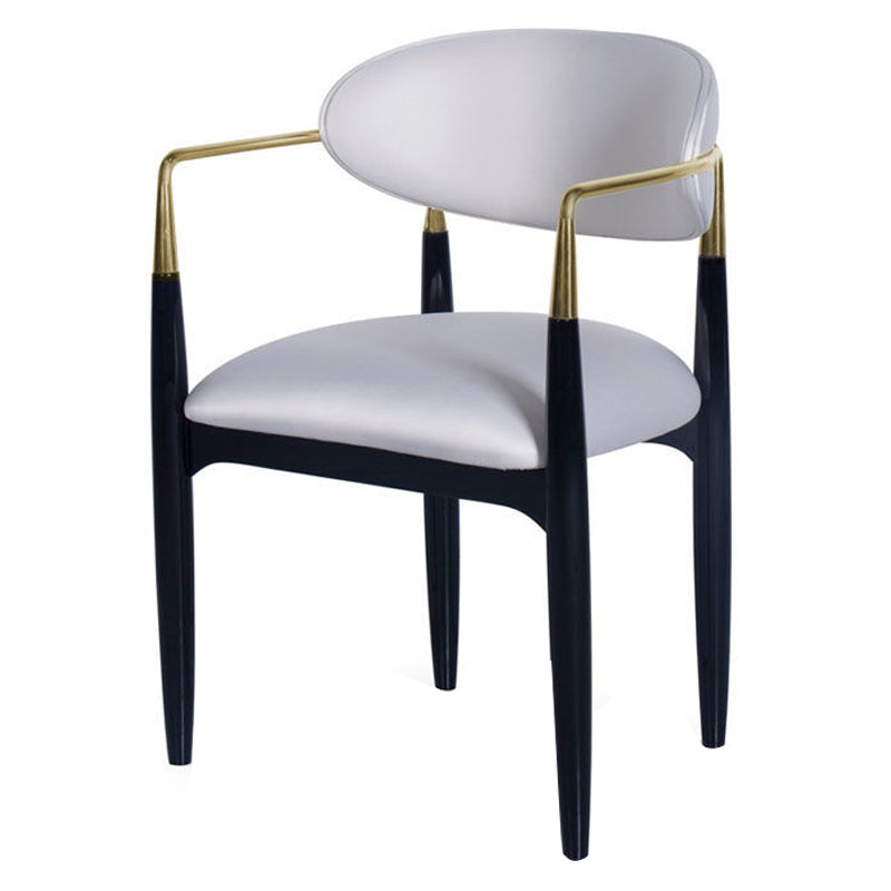 Contemporary Conference Room Arm Chair Open Back Matte Finish Upholstered Dining Chair White 1 Piece Clearhalo ' kitchen&dining_furn' 'Dining Chairs' 'Dining Tables & Seating' 'dining_chair' 'furn' 'furn_dining_chair' 'Furniture' 'furniture_dining_chair' 'Kitchen & Dining Furniture' 'kitchen' 4451223