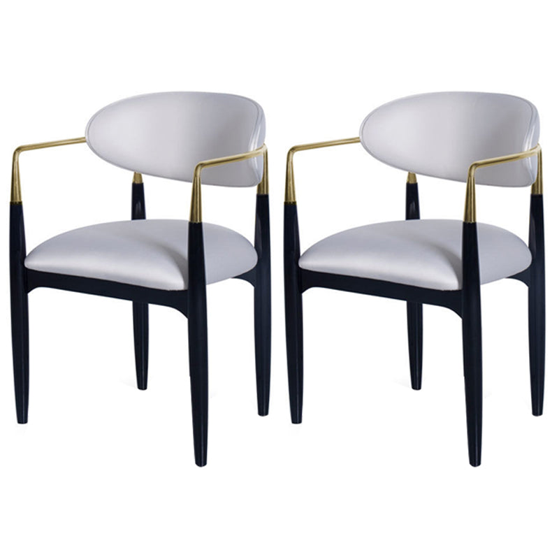 Contemporary Conference Room Arm Chair Open Back Matte Finish Upholstered Dining Chair White 2 Piece Set Clearhalo ' kitchen&dining_furn' 'Dining Chairs' 'Dining Tables & Seating' 'dining_chair' 'furn' 'furn_dining_chair' 'Furniture' 'furniture_dining_chair' 'Kitchen & Dining Furniture' 'kitchen' 4451225