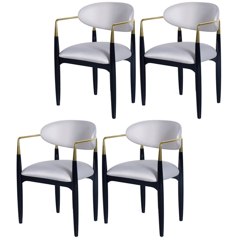 Contemporary Conference Room Arm Chair Open Back Matte Finish Upholstered Dining Chair White 4 Piece Set Clearhalo ' kitchen&dining_furn' 'Dining Chairs' 'Dining Tables & Seating' 'dining_chair' 'furn' 'furn_dining_chair' 'Furniture' 'furniture_dining_chair' 'Kitchen & Dining Furniture' 'kitchen' 4451227