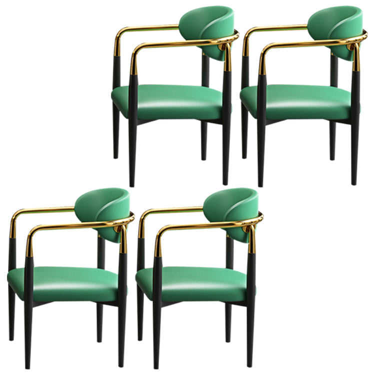 Contemporary Conference Room Arm Chair Open Back Matte Finish Upholstered Dining Chair Dark Green 4 Piece Set Clearhalo ' kitchen&dining_furn' 'Dining Chairs' 'Dining Tables & Seating' 'dining_chair' 'furn' 'furn_dining_chair' 'Furniture' 'furniture_dining_chair' 'Kitchen & Dining Furniture' 'kitchen' 4451232