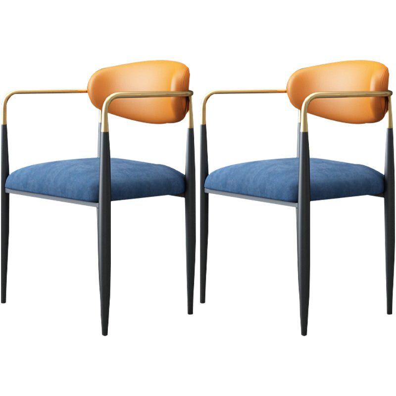 Contemporary Conference Room Arm Chair Open Back Matte Finish Upholstered Dining Chair Orange Blue 2 Piece Set Clearhalo ' kitchen&dining_furn' 'Dining Chairs' 'Dining Tables & Seating' 'dining_chair' 'furn' 'furn_dining_chair' 'Furniture' 'furniture_dining_chair' 'Kitchen & Dining Furniture' 'kitchen' 4451237