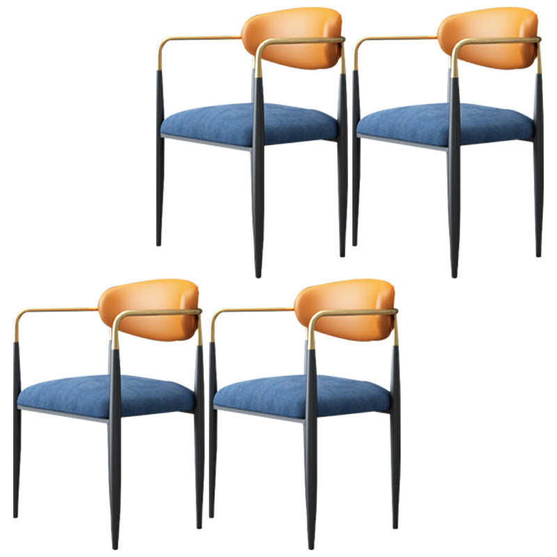 Contemporary Conference Room Arm Chair Open Back Matte Finish Upholstered Dining Chair Orange Blue 4 Piece Set Clearhalo ' kitchen&dining_furn' 'Dining Chairs' 'Dining Tables & Seating' 'dining_chair' 'furn' 'furn_dining_chair' 'Furniture' 'furniture_dining_chair' 'Kitchen & Dining Furniture' 'kitchen' 4451239
