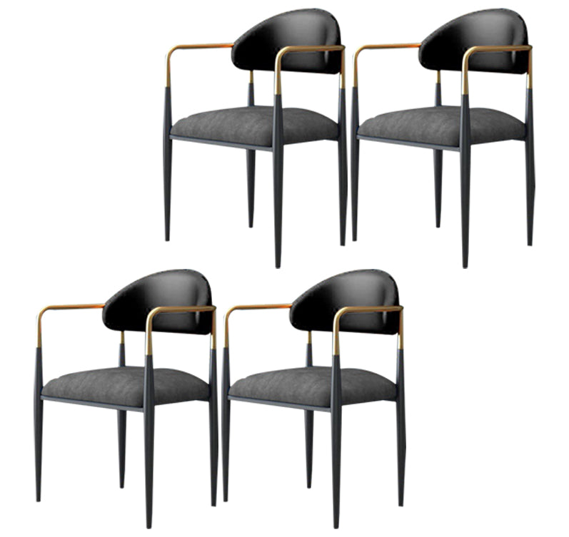 Contemporary Conference Room Arm Chair Open Back Matte Finish Upholstered Dining Chair Black-Gray 4 Piece Set Clearhalo ' kitchen&dining_furn' 'Dining Chairs' 'Dining Tables & Seating' 'dining_chair' 'furn' 'furn_dining_chair' 'Furniture' 'furniture_dining_chair' 'Kitchen & Dining Furniture' 'kitchen' 4451245