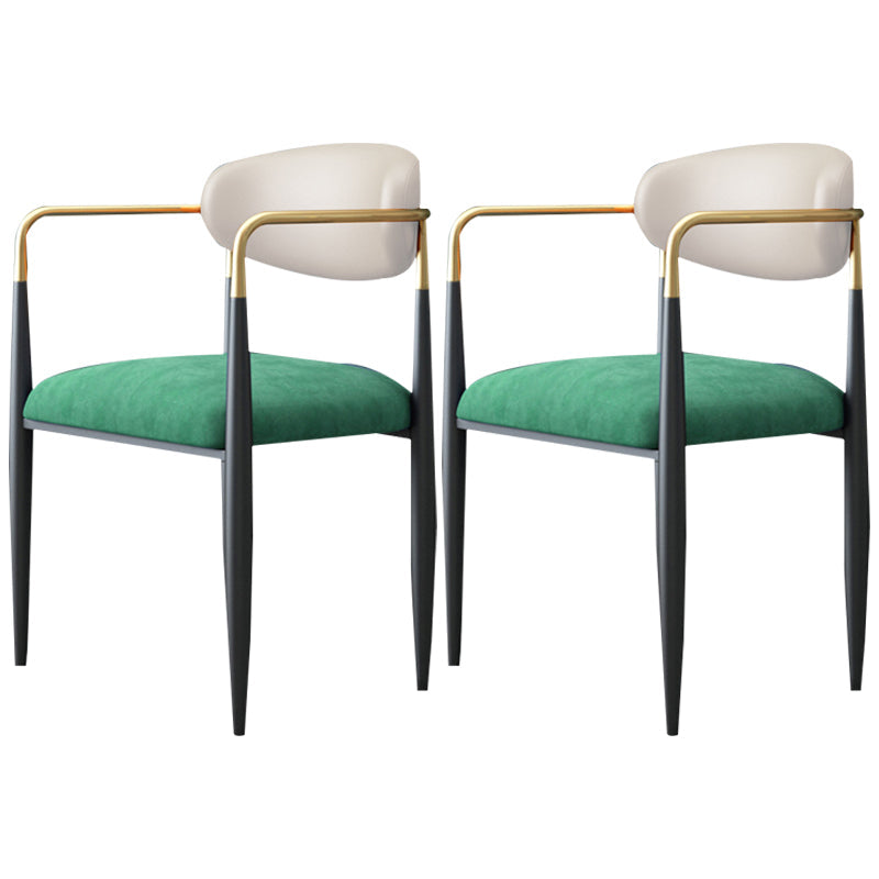 Contemporary Conference Room Arm Chair Open Back Matte Finish Upholstered Dining Chair White-Green 2 Piece Set Clearhalo ' kitchen&dining_furn' 'Dining Chairs' 'Dining Tables & Seating' 'dining_chair' 'furn' 'furn_dining_chair' 'Furniture' 'furniture_dining_chair' 'Kitchen & Dining Furniture' 'kitchen' 4451247
