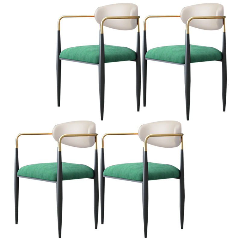 Contemporary Conference Room Arm Chair Open Back Matte Finish Upholstered Dining Chair White-Green 4 Piece Set Clearhalo ' kitchen&dining_furn' 'Dining Chairs' 'Dining Tables & Seating' 'dining_chair' 'furn' 'furn_dining_chair' 'Furniture' 'furniture_dining_chair' 'Kitchen & Dining Furniture' 'kitchen' 4451248