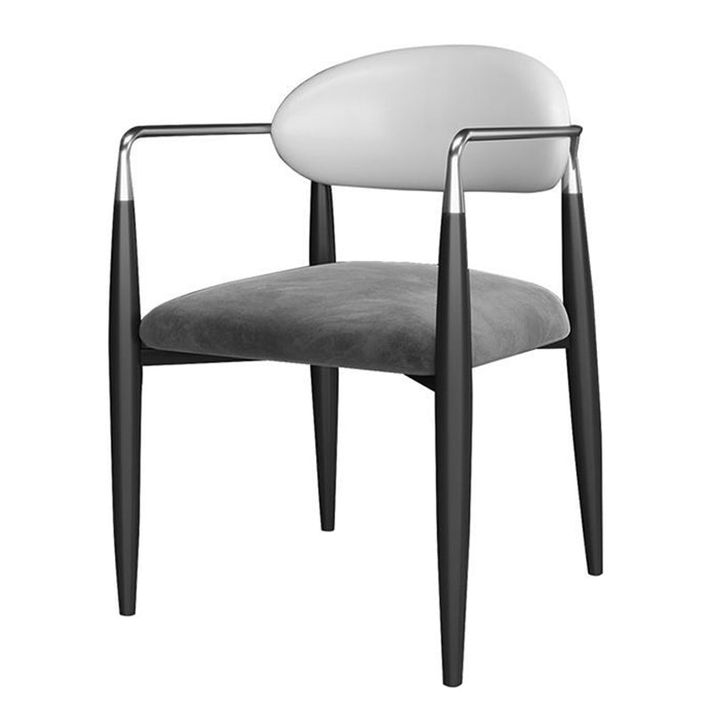 Contemporary Conference Room Arm Chair Open Back Matte Finish Upholstered Dining Chair White-Gray 1 Piece Clearhalo ' kitchen&dining_furn' 'Dining Chairs' 'Dining Tables & Seating' 'dining_chair' 'furn' 'furn_dining_chair' 'Furniture' 'furniture_dining_chair' 'Kitchen & Dining Furniture' 'kitchen' 4451249