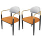 Contemporary Conference Room Arm Chair Open Back Matte Finish Upholstered Dining Chair White-Saffron 2 Piece Set Clearhalo ' kitchen&dining_furn' 'Dining Chairs' 'Dining Tables & Seating' 'dining_chair' 'furn' 'furn_dining_chair' 'Furniture' 'furniture_dining_chair' 'Kitchen & Dining Furniture' 'kitchen' 4451253