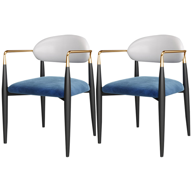 Contemporary Conference Room Arm Chair Open Back Matte Finish Upholstered Dining Chair White-Blue 2 Piece Set Clearhalo ' kitchen&dining_furn' 'Dining Chairs' 'Dining Tables & Seating' 'dining_chair' 'furn' 'furn_dining_chair' 'Furniture' 'furniture_dining_chair' 'Kitchen & Dining Furniture' 'kitchen' 4451256