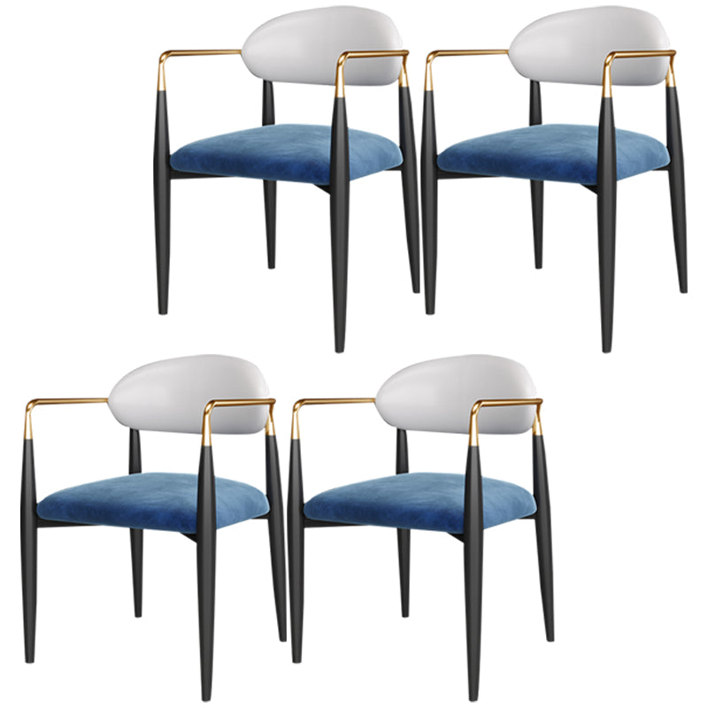 Contemporary Conference Room Arm Chair Open Back Matte Finish Upholstered Dining Chair White-Blue 4 Piece Set Clearhalo ' kitchen&dining_furn' 'Dining Chairs' 'Dining Tables & Seating' 'dining_chair' 'furn' 'furn_dining_chair' 'Furniture' 'furniture_dining_chair' 'Kitchen & Dining Furniture' 'kitchen' 4451257