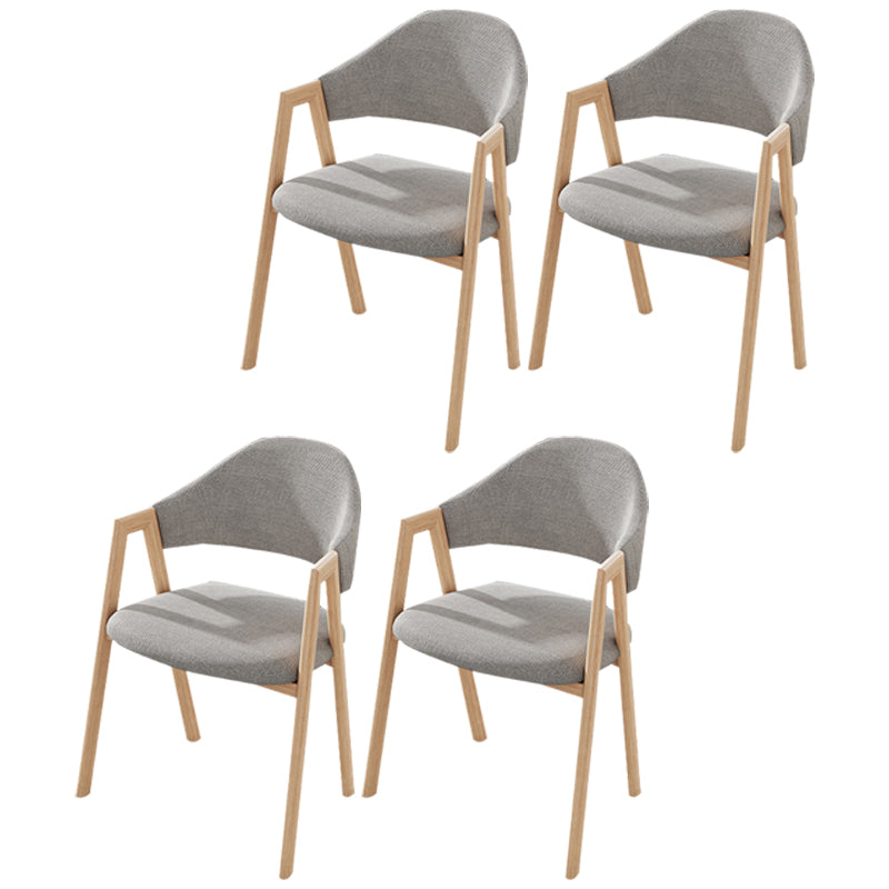Contemporary Kitchen Open Back Arm Chair Matte Finish Upholstered Dining Chair Grey 4 Piece Set Clearhalo ' kitchen&dining_furn' 'Dining Chairs' 'Dining Tables & Seating' 'dining_chair' 'furn' 'furn_dining_chair' 'Furniture' 'furniture_dining_chair' 'Kitchen & Dining Furniture' 'kitchen' 4451262