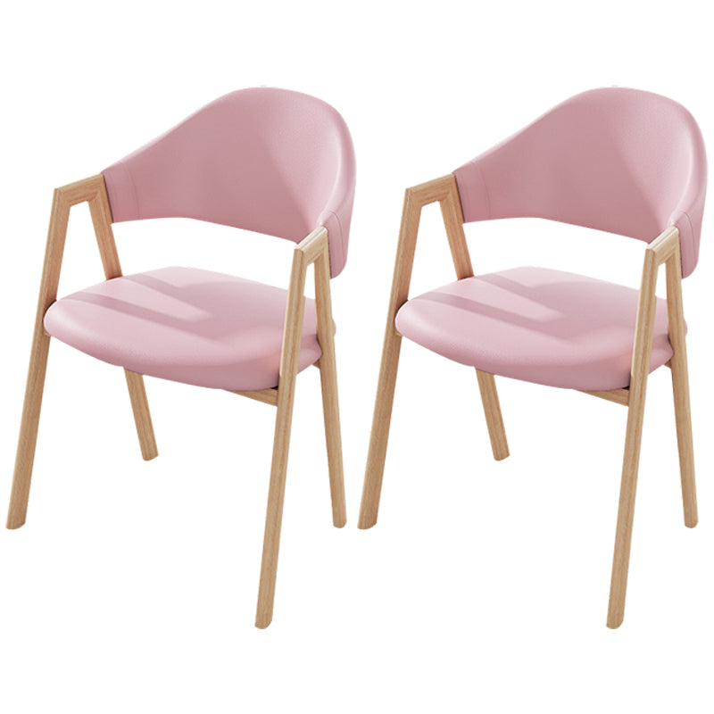 Contemporary Kitchen Open Back Arm Chair Matte Finish Upholstered Dining Chair Pink 2 Piece Set Clearhalo ' kitchen&dining_furn' 'Dining Chairs' 'Dining Tables & Seating' 'dining_chair' 'furn' 'furn_dining_chair' 'Furniture' 'furniture_dining_chair' 'Kitchen & Dining Furniture' 'kitchen' 4451267