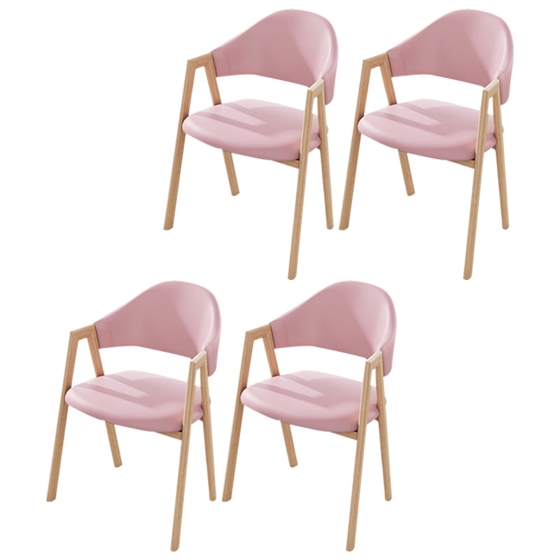 Contemporary Kitchen Open Back Arm Chair Matte Finish Upholstered Dining Chair Pink 4 Piece Set Clearhalo ' kitchen&dining_furn' 'Dining Chairs' 'Dining Tables & Seating' 'dining_chair' 'furn' 'furn_dining_chair' 'Furniture' 'furniture_dining_chair' 'Kitchen & Dining Furniture' 'kitchen' 4451270