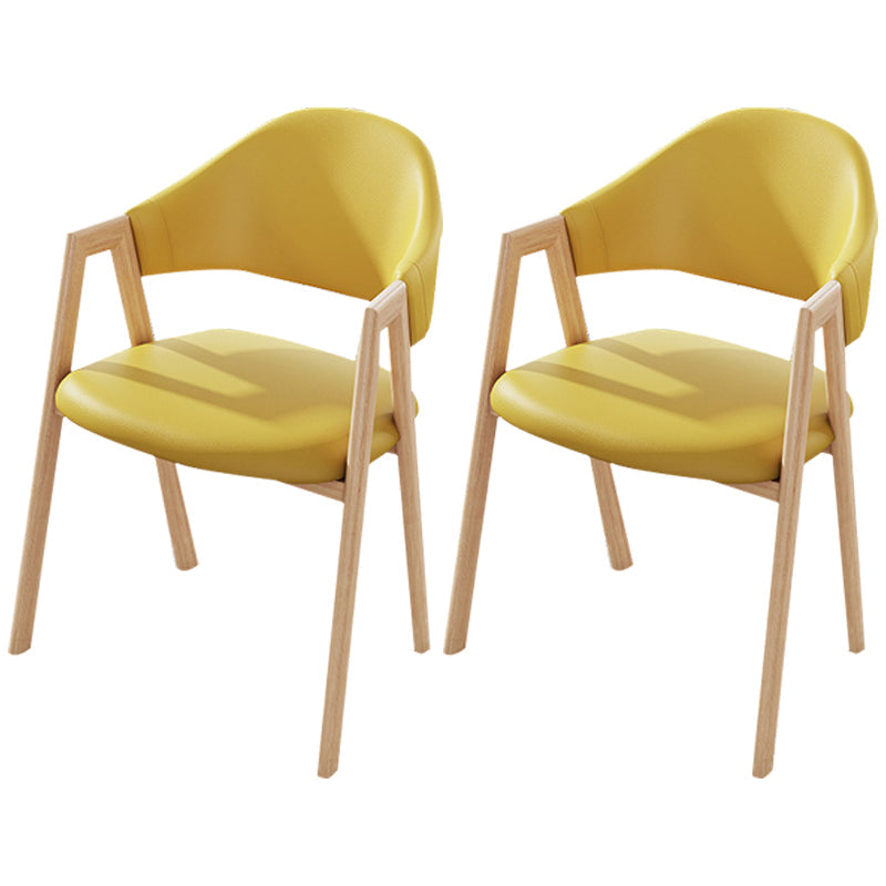 Contemporary Kitchen Open Back Arm Chair Matte Finish Upholstered Dining Chair Yellow 2 Piece Set Clearhalo ' kitchen&dining_furn' 'Dining Chairs' 'Dining Tables & Seating' 'dining_chair' 'furn' 'furn_dining_chair' 'Furniture' 'furniture_dining_chair' 'Kitchen & Dining Furniture' 'kitchen' 4451272