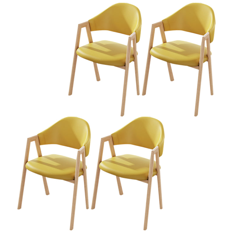 Contemporary Kitchen Open Back Arm Chair Matte Finish Upholstered Dining Chair Yellow 4 Piece Set Clearhalo ' kitchen&dining_furn' 'Dining Chairs' 'Dining Tables & Seating' 'dining_chair' 'furn' 'furn_dining_chair' 'Furniture' 'furniture_dining_chair' 'Kitchen & Dining Furniture' 'kitchen' 4451274