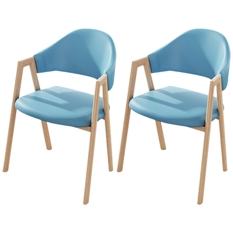 Contemporary Kitchen Open Back Arm Chair Matte Finish Upholstered Dining Chair Sky Blue 2 Piece Set Clearhalo ' kitchen&dining_furn' 'Dining Chairs' 'Dining Tables & Seating' 'dining_chair' 'furn' 'furn_dining_chair' 'Furniture' 'furniture_dining_chair' 'Kitchen & Dining Furniture' 'kitchen' 4451279