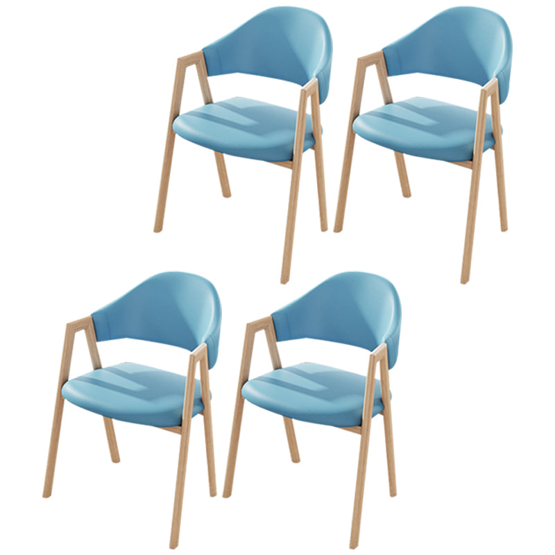 Contemporary Kitchen Open Back Arm Chair Matte Finish Upholstered Dining Chair Sky Blue 4 Piece Set Clearhalo ' kitchen&dining_furn' 'Dining Chairs' 'Dining Tables & Seating' 'dining_chair' 'furn' 'furn_dining_chair' 'Furniture' 'furniture_dining_chair' 'Kitchen & Dining Furniture' 'kitchen' 4451280