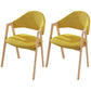 Contemporary Kitchen Open Back Arm Chair Matte Finish Upholstered Dining Chair Light Yellow 2 Piece Set Clearhalo ' kitchen&dining_furn' 'Dining Chairs' 'Dining Tables & Seating' 'dining_chair' 'furn' 'furn_dining_chair' 'Furniture' 'furniture_dining_chair' 'Kitchen & Dining Furniture' 'kitchen' 4451285