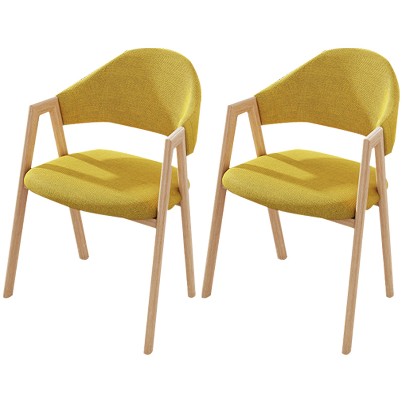 Contemporary Kitchen Open Back Arm Chair Matte Finish Upholstered Dining Chair Light Yellow 2 Piece Set Clearhalo ' kitchen&dining_furn' 'Dining Chairs' 'Dining Tables & Seating' 'dining_chair' 'furn' 'furn_dining_chair' 'Furniture' 'furniture_dining_chair' 'Kitchen & Dining Furniture' 'kitchen' 4451285