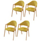 Contemporary Kitchen Open Back Arm Chair Matte Finish Upholstered Dining Chair Light Yellow 4 Piece Set Clearhalo ' kitchen&dining_furn' 'Dining Chairs' 'Dining Tables & Seating' 'dining_chair' 'furn' 'furn_dining_chair' 'Furniture' 'furniture_dining_chair' 'Kitchen & Dining Furniture' 'kitchen' 4451286