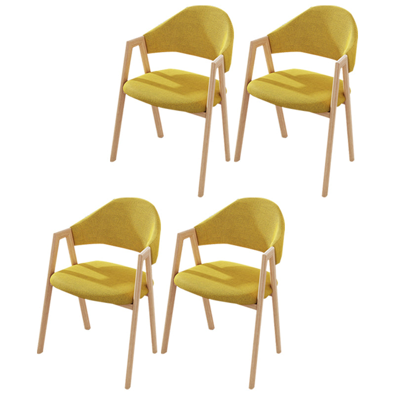 Contemporary Kitchen Open Back Arm Chair Matte Finish Upholstered Dining Chair Light Yellow 4 Piece Set Clearhalo ' kitchen&dining_furn' 'Dining Chairs' 'Dining Tables & Seating' 'dining_chair' 'furn' 'furn_dining_chair' 'Furniture' 'furniture_dining_chair' 'Kitchen & Dining Furniture' 'kitchen' 4451286