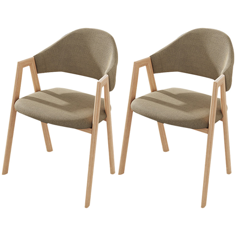 Contemporary Kitchen Open Back Arm Chair Matte Finish Upholstered Dining Chair Khaki 2 Piece Set Clearhalo ' kitchen&dining_furn' 'Dining Chairs' 'Dining Tables & Seating' 'dining_chair' 'furn' 'furn_dining_chair' 'Furniture' 'furniture_dining_chair' 'Kitchen & Dining Furniture' 'kitchen' 4451287