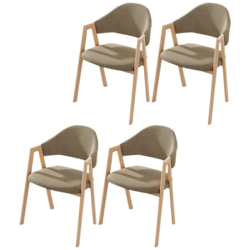 Contemporary Kitchen Open Back Arm Chair Matte Finish Upholstered Dining Chair Khaki 4 Piece Set Clearhalo ' kitchen&dining_furn' 'Dining Chairs' 'Dining Tables & Seating' 'dining_chair' 'furn' 'furn_dining_chair' 'Furniture' 'furniture_dining_chair' 'Kitchen & Dining Furniture' 'kitchen' 4451288